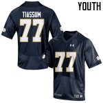 Notre Dame Fighting Irish Youth Brandon Tiassum #77 Navy Blue Under Armour Authentic Stitched College NCAA Football Jersey WDW8699EU